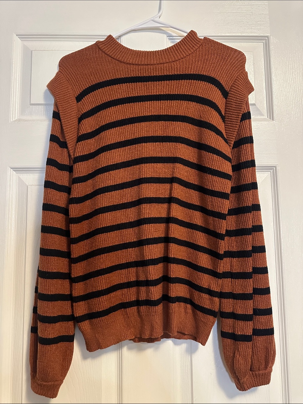 Women’s Rust Brown & Black Striped Sweater Small